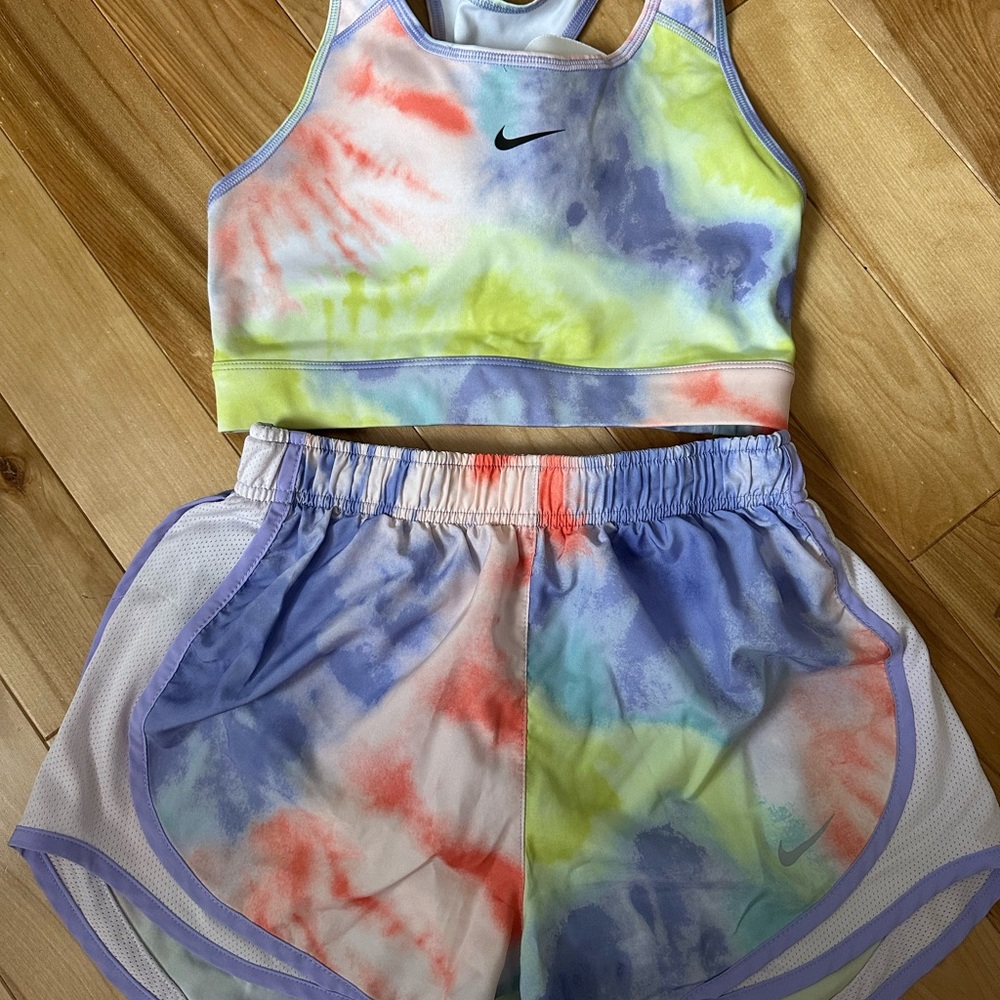 Nike Tie-Dye Sports Bra and Shorts Set